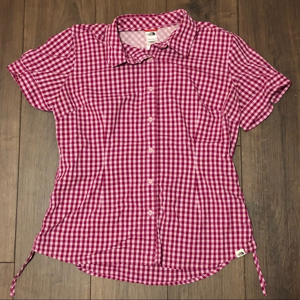 North Face fuchsia checkered shirt